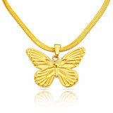BUTTERFLIES" NECKLACE, 18K GOLD PLATED STEEL