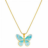 BUTTERFLY" NECKLACE, 18K GOLD PLATED STEEL