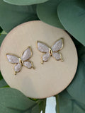 BUTTERFLIES" EARRINGS, 18K GOLD PLATED STEEL