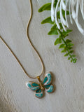 BUTTERFLY" NECKLACE, 18K GOLD PLATED STEEL