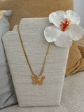 BUTTERFLIES" NECKLACE, 18K GOLD PLATED STEEL
