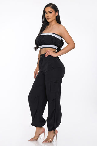 Solid Tube Crop Top & Cargo